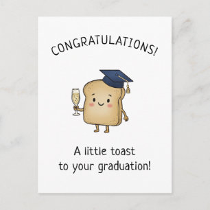 Kawaii Toast Pun New Grad Graduation Greeting Postcard