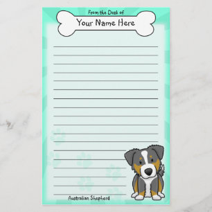 Kawaii Tri Colour Australian Shepherd Stationery