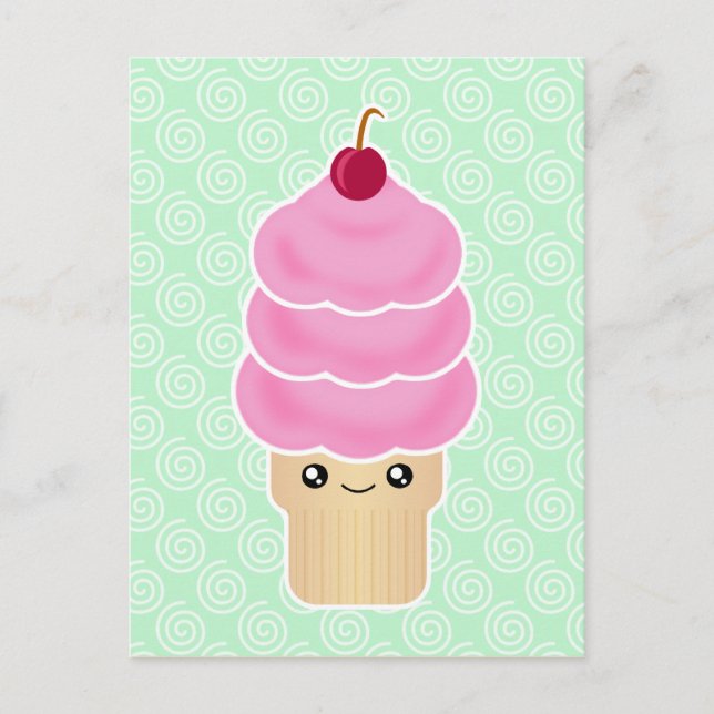 Kawaii triple scoop ice cream postcard (Front)