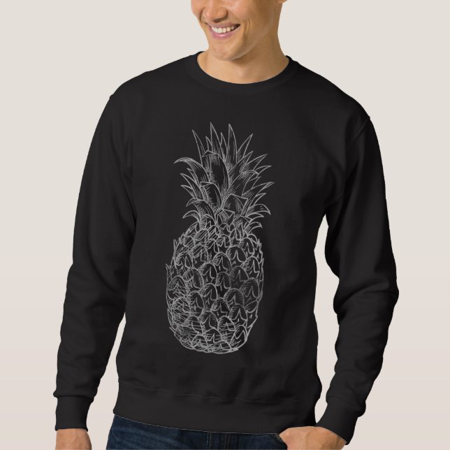 Kawaii Tropical Fruit Pineapple Graphic Distressed Sweatshirt (Front)