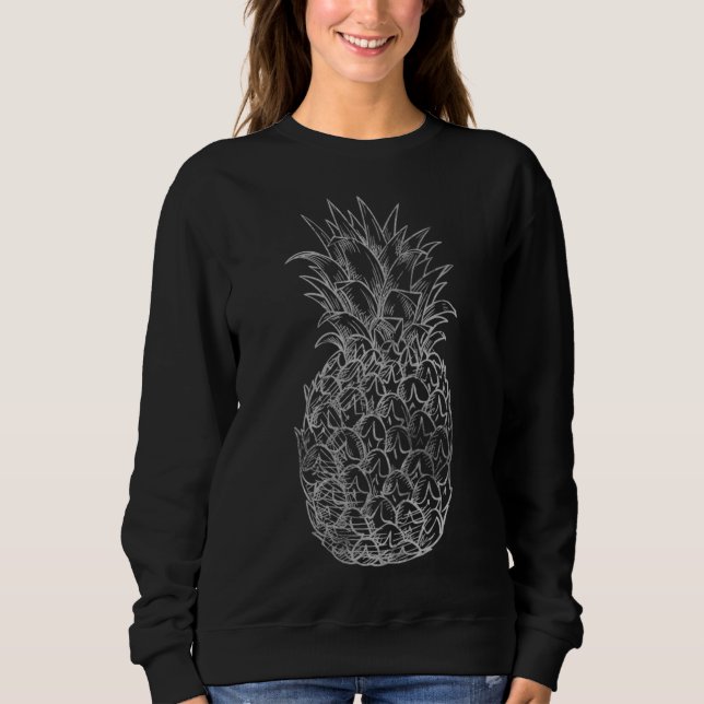 Kawaii Tropical Fruit Pineapple Graphic Distressed Sweatshirt (Front)