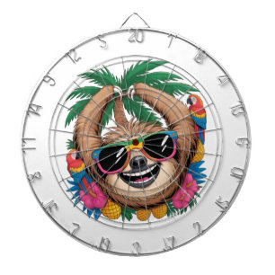 Kawaii Tropical Sloth – Cute Summer Vibes Rainbow Dartboard