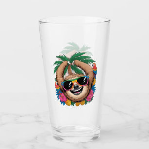 Kawaii Tropical Sloth – Cute Summer Vibes Rainbow  Glass