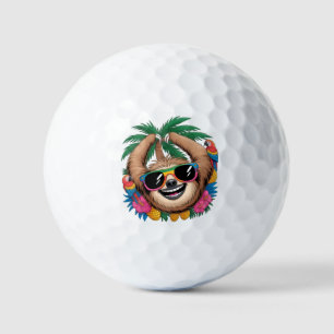 Kawaii Tropical Sloth – Cute Summer Vibes Rainbow Golf Balls