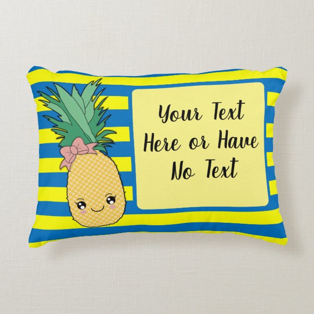 Kawaii Tropical Summer Pineapple Fruit Food Themed Decorative Cushion (Front)