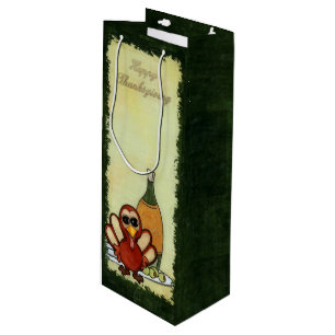 Kawaii Turkey Thanksgiving WINE ACCESORIES Gift Bag
