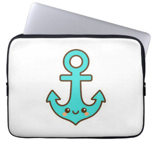 Kawaii Turquoise Anchor – Whimsical & Cheerful Laptop Sleeve