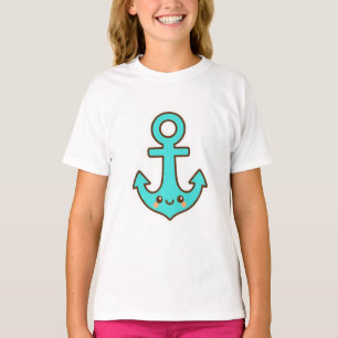 Kawaii Turquoise Anchor – Whimsical & Cheerful T-Shirt