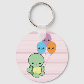 Kawaii Turtle with Balloons keychain