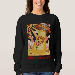 Kawaii UFO Pizza Abduction Japanese Retro Anime St Sweatshirt