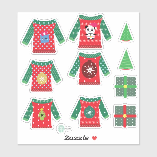 Kawaii Ugly Sweaters Christmas Planner Stickers (Sheet)