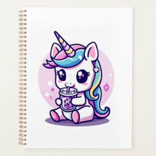 Kawaii Unicorn eating Ramen Noodle Soup Cute Graph Planner