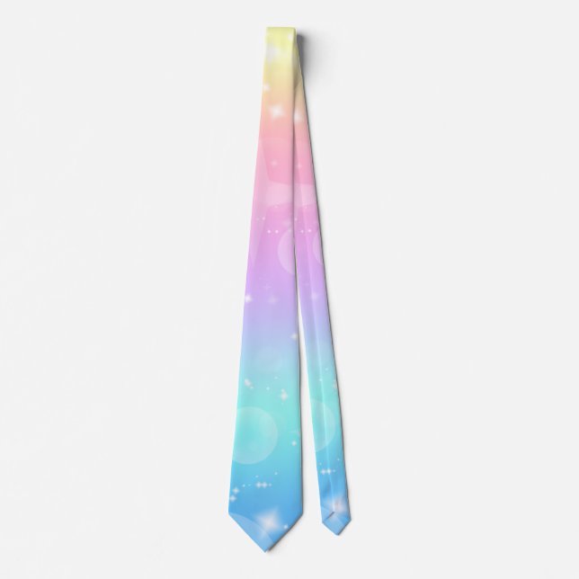 Kawaii Unicorn Gradient Pastel Neck Tie (Front)