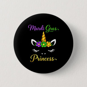 Kawaii Unicorn Mardi Gras Princess Unicorn Fat Tue 6 Cm Round Badge