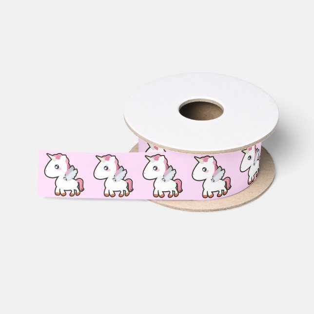 Kawaii Unicorn Satin Ribbon (Spool)