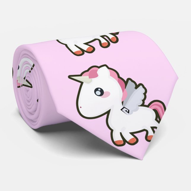 Kawaii Unicorn Tie (Rolled)
