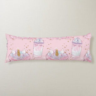 Kawaii Unicorn Toast & Milkshake – Pastel Body Cushion