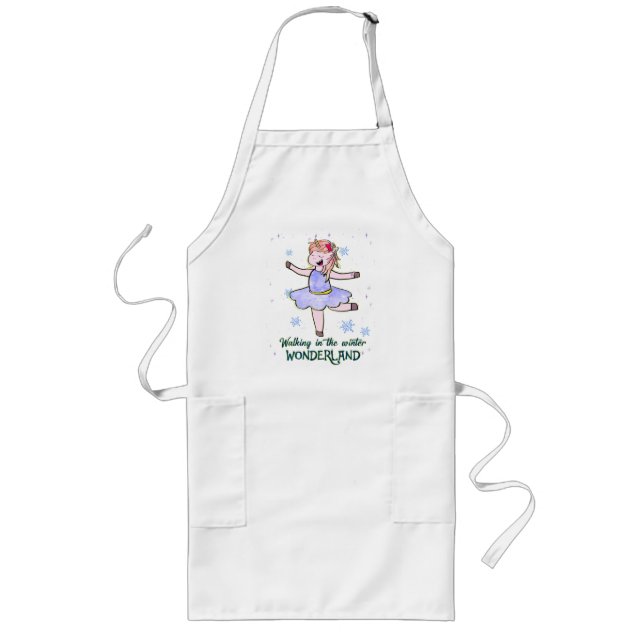 Kawaii Unicorn | Walking during Winter Long Apron (Front)