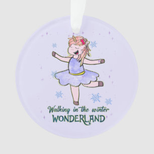 Kawaii Unicorn   Walking during Winter Ornament
