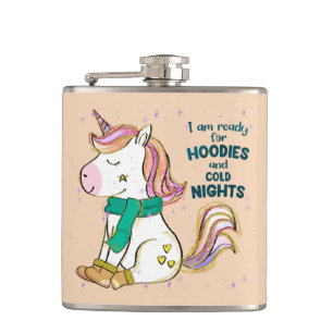 Kawaii Unicorn Winter and Hoodies Hip Flask