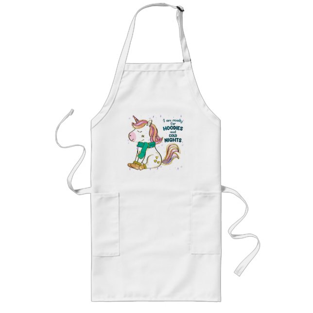 Kawaii Unicorn | Winter and Hoodies Long Apron (Front)