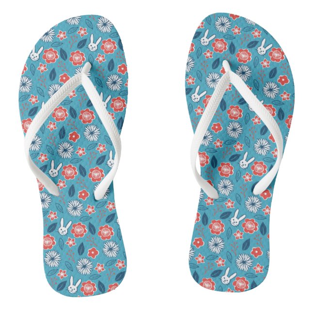 Kawaii Usagi Floral Pattern Jandals (Footbed)