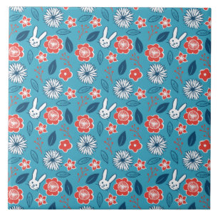Kawaii Usagi Floral Pattern Tile