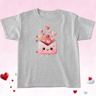 Kawaii Valentine Envelope with Hearts T-Shirt
