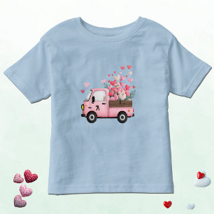 Kawaii Valentine Truck with Monogram Toddler T-Shirt