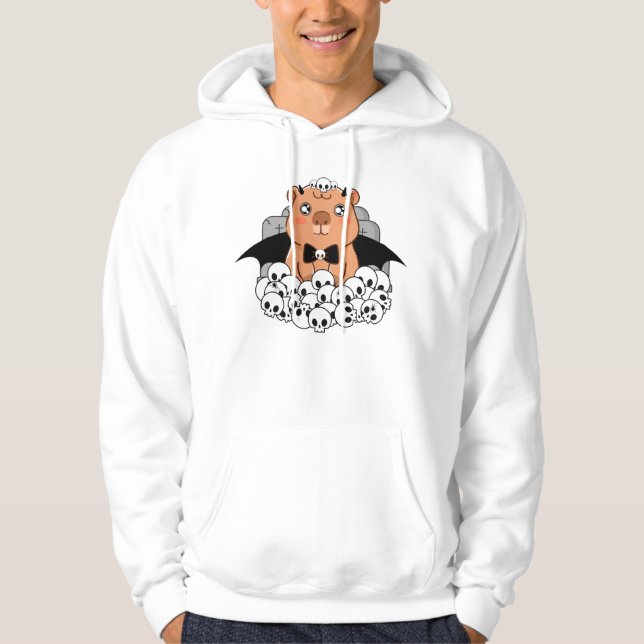 Kawaii Vampire Capybara - Spooky Graveyard Hoodie (Front)
