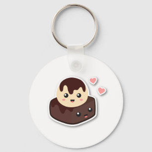 Kawaii Vanilla Ice Cream and Brownie Keychain