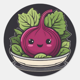 Kawaii Veggie Salad Beetroot Classic Round Sticker