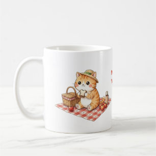Kawaii Vintage Ginger Cat Picnic Mug