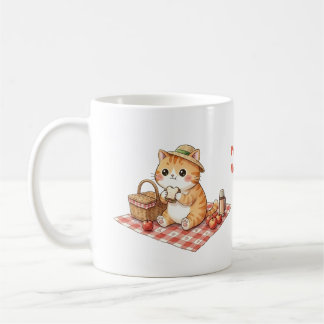 Kawaii Vintage Ginger Cat Picnic Mug