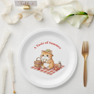 Kawaii Vintage Ginger Cat Picnic Paper Plates