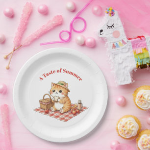 Kawaii Vintage Ginger Cat Picnic Paper Plates