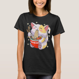 Kawaii Vintage Style Japenese Ramen Cat T-Shirt