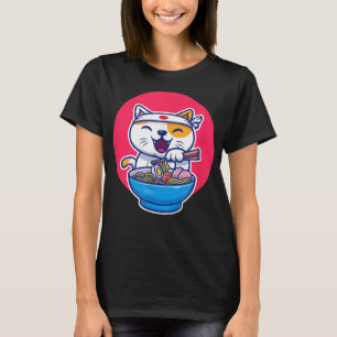 Kawaii Vintage Style Japenese Ramen Cat T-Shirt