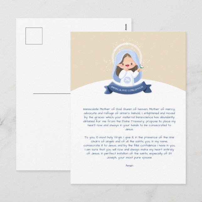 Kawaii Virgin Mary Prayer Holiday Postcard (Front/Back)