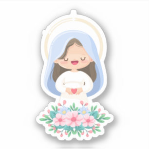 Kawaii Virgin Mary Sacred Heart Sticker