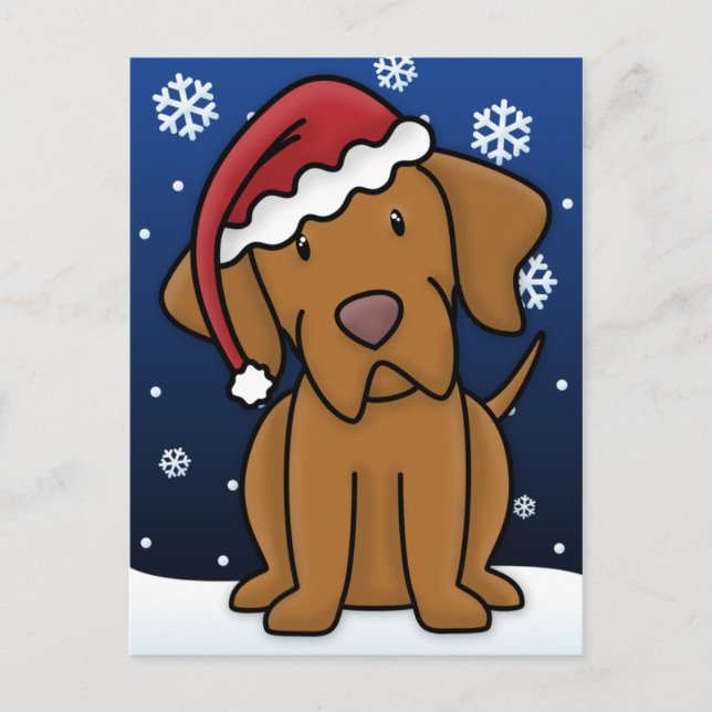 Kawaii Vizsla Christmas Postcard (Front)