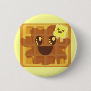 kawaii waffle butter & maple syrup breakfast 6 cm round badge