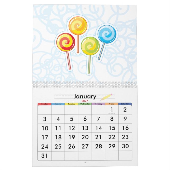 Kawaii Wall Calendar (Jan 2027)