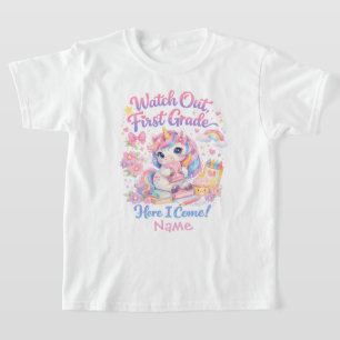 Kawaii Watercolor Unicorn Pastel Back to School T-Shirt