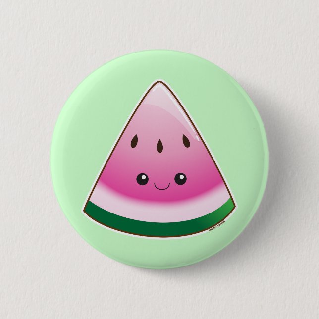 Kawaii Watermelon 6 Cm Round Badge (Front)