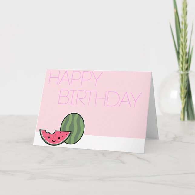 Kawaii Watermelon Birthday Card! Card (Front)