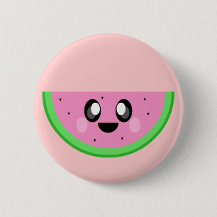 kawaii watermelon cute happy face 6 cm round badge