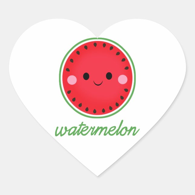 Kawaii Watermelon Heart Sticker (Front)