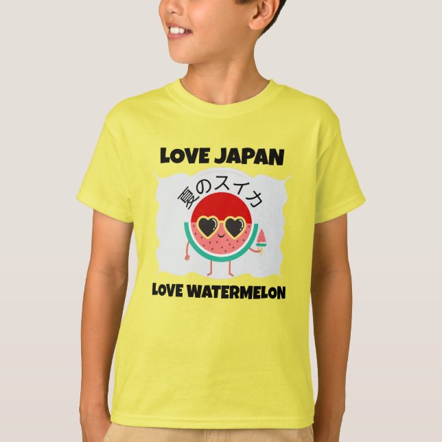Kawaii WATERMELON LOVE JAPAN Cute Summer Fruit T-Shirt (Front)