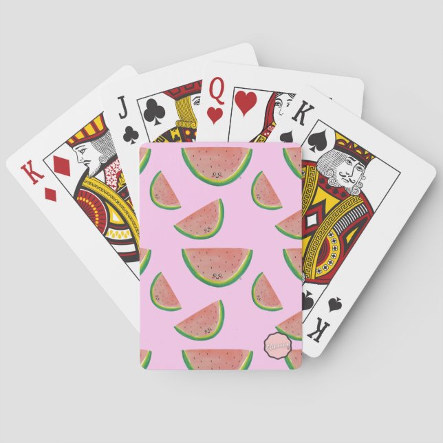 Kawaii Watermelon Pattern Playing Cards (Back)